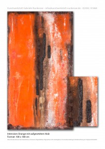 Intensives Orange mit aufgesetztem Holz